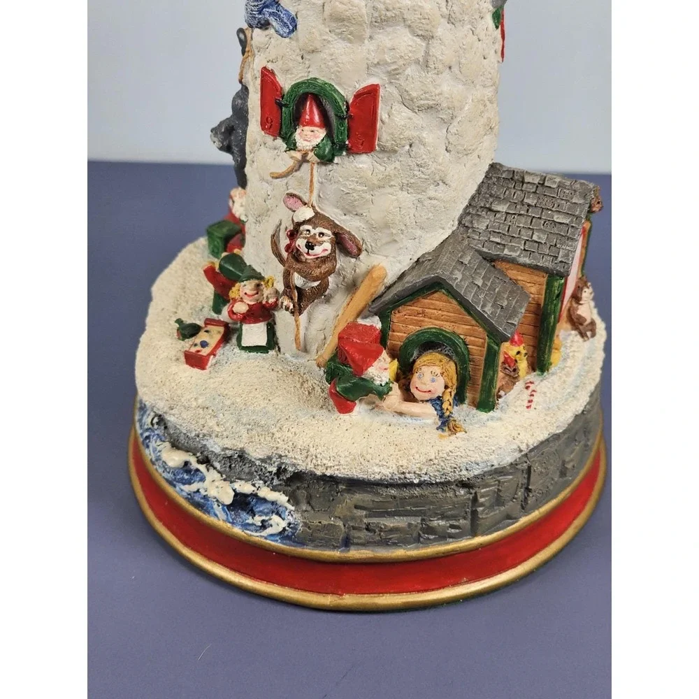 Danbury Mint Cheryl Collins Lighthouse Santa Elves Figurine w COA